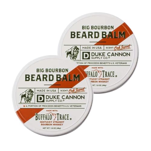 Duke Cannon Big Bourbon Beard Balm - 2 Pack, Made with Buffalo Trace Bourbon, Oak Barrel Scent, 1.6 oz. Tin