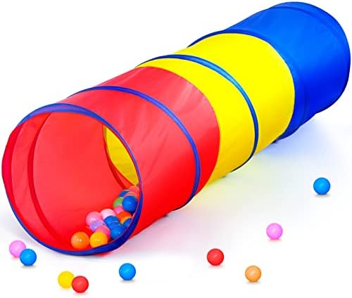PigPigPen Pop Up Play Tunnel Tent for Toddlers Babies or Dogs, Indoor & Outdoor Toys for Kids Backyard Playset. (Red,Yellow,Blue)