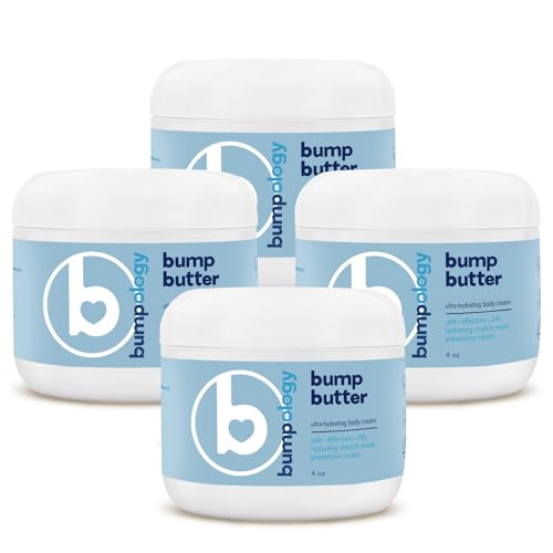 Bumpology Bump Butter Stretch Mark Moisturize Cream | 2-in-1 Powerful Butters + Oils | Made in USA | Physician Formulated | Hydrating Body Cream Butter Lotion | 4 Ounces (Pack of 4)
