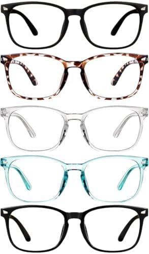 CHEERS DEVICES Reading Glasses for Women Men, Eyeglasses, Blue Light Readers for Men Women, Computer Eye Glasses, Cheaters - 5 Pair (4.5x)