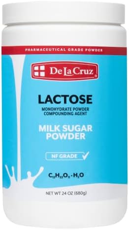 De La Cruz Lactose Powder - Pure Lactose Monohydrate Milk Sugar NF Grade, 24 OZ