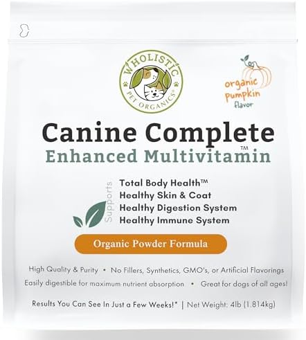Wholistic Canine Complete with Organic Pumpkin for Dogs - 4 Lb - Dog Vitamins and Supplements with Pumpkin Powder for Digestion, Skin & Coat Health