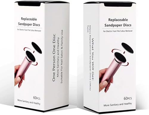 120pcs Foot File Sandpaper Discs Refill for Electric Callus Remover Dead Skin Removal (60pcs Rough 80 Grit + 60pcs Smooth 180 Grit)