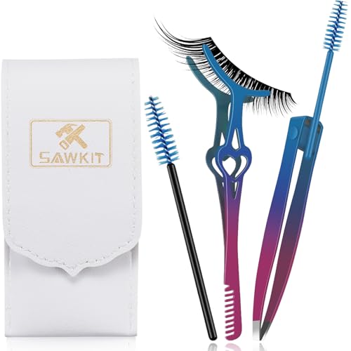Eyelash Applicator Tool – 2-in-1 Lash Applicator Tool Set with Eyelash Extension Tweezers, Brush – Professional Eye Lash Applicator Tools for DIY Eyelash Extensions, Cluster Lashes
