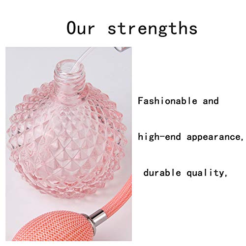 Lamoutor Vintage Perfume Spray Bottle 100ml Pink Vintage Refillable Perfume Bottle with Long Tassel