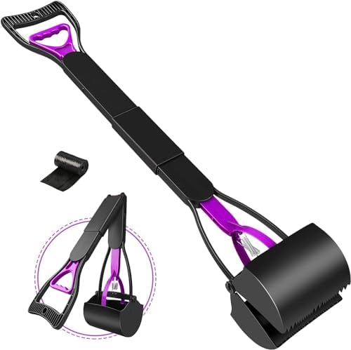 UPSKY 32'' Pooper Scooper for Large Small Dogs, Long Handle Dog Poop Scooper with Waste Bags, Portable Dog Poop Pick Up Tool, Folding Poop Scoop for Yard, Grass, Dirt, Gravel