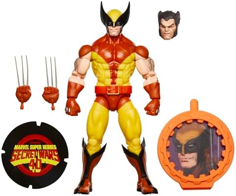 Marvel Legends Series Wolverine, X-Men Retro Comics Secret Wars Collectible 6 Inch Action Figure with Shield