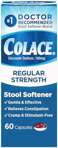 Colace Regular Strength Stool Softener 100 mg Capsules 60 Count Docusate Sodium Stool Softener for Gentle Dependable Relief