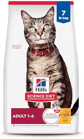 Hill's Science Diet Adult 1-6, Adult 1-6 Premium Nutrition, Dry Cat Food, Chicken Recipe, 7 lb Bag