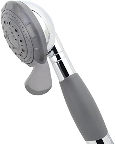 YOO.MEE ADA Handheld Shower Head- For Elderly, Parkinson, Arthritis or People Disabled in Action-w/Extra-Large Silicone Switching Device-w/Comfortable Grip Handle-w/Pause Setting-w/Soft Water, Chrome