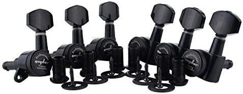 Guyker Guitar Locking Tuners (6 for Left) - 1:18 Lock String Tuning Key Pegs Machine Head with Hexagonal Handle Replacement for ST TL SG LP Style Electric, Folk or Acoustic Guitars - Black