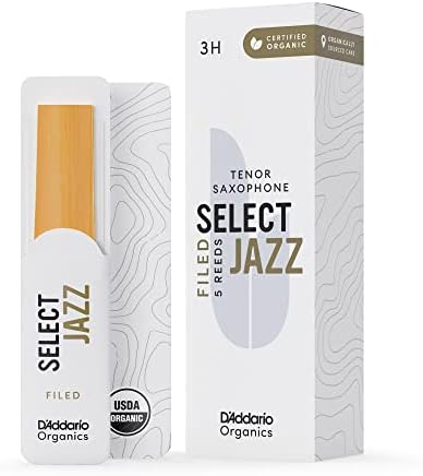D'Addario Select Jazz Filed Sax First & Only Organic 3 Hard, 5 Pack Tenor Saxophone Reeds (ORSF05TSX3H)