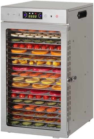 Panana Food Dehydrator for Jerky, Fruit, Meat, Beef, Herbs, 6/8/12/18-Tray Full Stainless Steel Dehydrator Machine, LED Display, Adjustable Timer, Temperature Control, Overheat Protection (18-Trays)