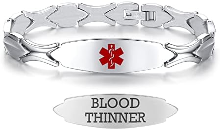 LinnaLove 7 1/2 inch Medical Alert Bracelets for women Stainless Steel Fashion Medical Bracelets Personalized Engraving