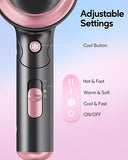 Wavytalk Portable Hair Dryer with Diffuser, Foldable Mini Hair Dryer with Lightweight Design, 1600W Small Hair Blow Dryer with Diffuser for Curly Hair Fast Drying, Rose Pink