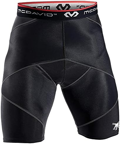 McDavid Compression Shorts, Thick Supportive Gym Shorts for Muscle Recovery. Cross Compression Short for Fitness. Black Short
