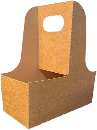 2 Cup Drink Carrier with Handle | Kraft Paperboard Cup Holder | Disposable Cup Holder for Hot or Cold Drinks | Cup Carrier for Food Delivery Services, Uber Eats, Door Dash (30)
