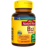 Vitamin B12 500 mcg Tablets, 200 Count for Metabolic Health