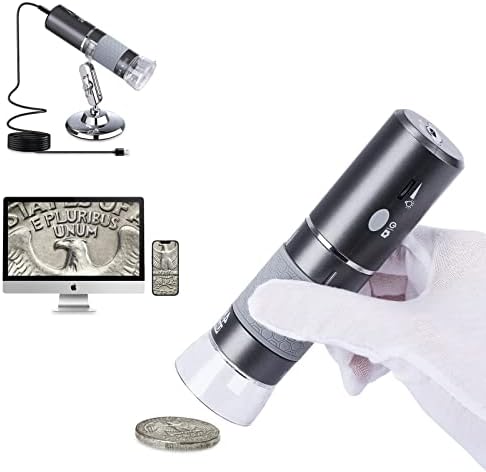 HD 4K 3840x2160P WiFi Digital Microscope Camera for iPhone Android Phone and Windows Mac PC, Wireless Handheld Microscope, Portable Microscope with Stand for Adults and Kids