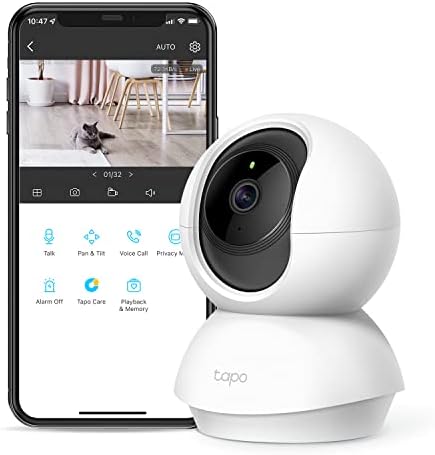 TP-Link Tapo Smart Cam Pan Tilt Home WiFi Camera Wireless Indoor Security Camera 1080p (Full HD) Up to 30 ft Night Vision Google (Tapo C200) (Renewed)