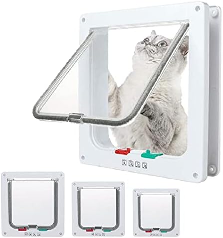 EGETOTA Cat Door Flap Extra Large (Outer Size 11" x 9.8"), 4 Way Locking for Interior Exterior Doors, Weatherproof Pet Door for Cats Doggie Kitties & Kittens, Easy Installation