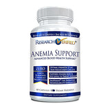 Research Verified Anemia Support - Replenish Iron, Regulate Hemoglobin, Improve Energy - Iron, Vitamin C, Vitamin A, B12, Folate, BioPerine - 60 Capsules - Vegan