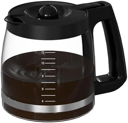12-Cup Replacement Glass Carafe Pot Compatible with Hamilton Beach Coffee Maker Models 46310, 49980R, 49976, 49966, 49350, 49957, 49954, 49933, 49980A, 49983, 49618, 46300, 49950, Black