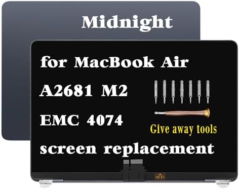 A2681 Screen Replacement for MacBook Air M2 A2681 2022 13.6 inch EMC 4074 MLXW3 MLXX3 MLXY3 MLY03 MLY13 MLY23 MLY33 MLY43 Full LED LCD Screen Display Assembly (Midnight)