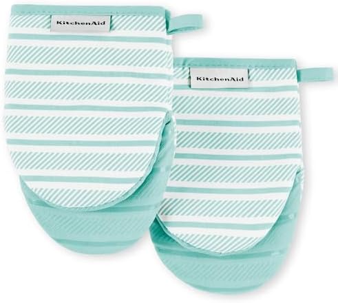 KITCHENAID Albany Mini Oven Mitt 2-Pack Set, Mineral Water, 5.5"x8"