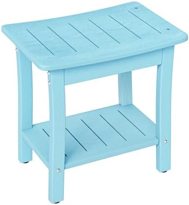 HDPE Shower Bench Stool, Waterproof Shower Seat for Inside Shower, Shower Stools for Shaving Legs with Storage Shelf for Bathroom, Light Blue