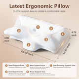 TailsUp Cervical Neck Pillow Neck Pain Relief, Adjustable Ergonomic Memory Foam Pillow for Neck and Shoulder Pain Relief, Bed Contour Support Pillows for Side Sleepers, Back & Stomach Sleepers