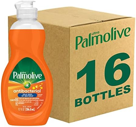 Palmolive Ultra Concentrated Antibacterial Liquid Dish Soap, Orange Scent, 9.7 Fl Oz (Pack of 16)