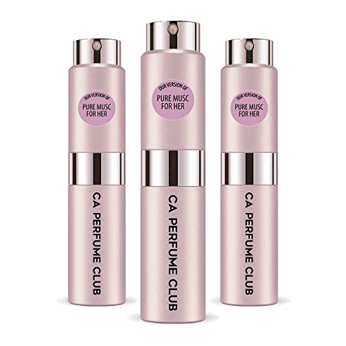 CA Perfume Impression of Pure Musk For Women Replica Version Fragrance Dupes Concentrated Long Lasting Eau de Parfum Spray Refillable Atomizer Bottle 0.27 Fl Oz-X3