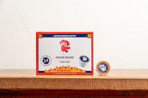 Puroast Low Acid Coffee| House Blend Single Serve Pods | Medium Roast | High Antioxidants & High pH |No Bitter Aftertaste | Reduced Heartburn & GERD Friendly | 72 Count - Compatible with Keurig Brewer