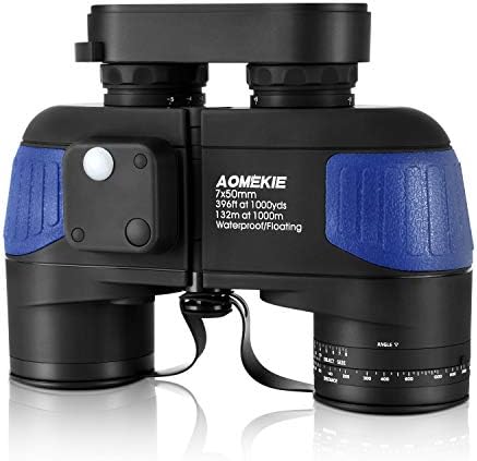 AOMEKIE Binoculars for Adults 7X50 Marine Binoculars Waterproof with Illuminated Rangefinder Compass BAK4 IPX7 Binoculars for Boating Military Navigation Hunting Fishing Water Sports