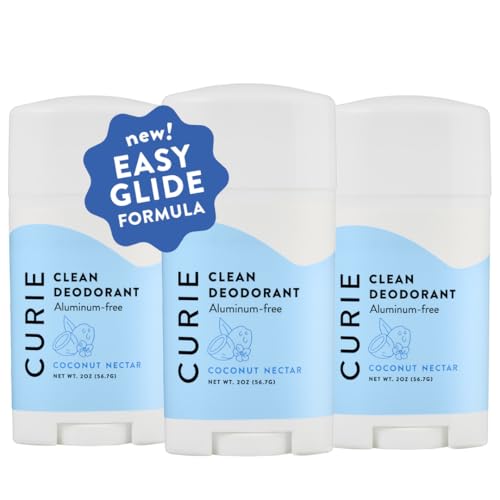 Curie Aluminum Free Deodorant - Coconut Nectar Stick 3pk - Natural Deodorant, Paraben Free, Cruelty Free, Non-Toxic