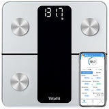 Vitafit Smart Bathroom Scale for Body Weight, FSA HSA Eligible, Weighing Professional Factory Since 2001, App Sync Digital Scales 13 Body Composition including BMI, Body Fat and Muscle, 400lb, Silver