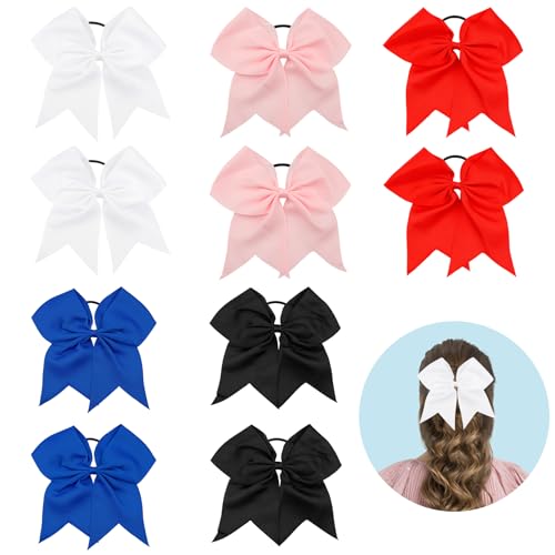 Pink Cheer Bows, White Cheer Bow, Red Cheer Bow, Black Cheer Bow, Blue Cheer bow, Cheerleading Bows, Cheer Bows for Cheerleaders, 10 Pcs 8 Inch Bow Hair Accessories, Cheerleader Bow