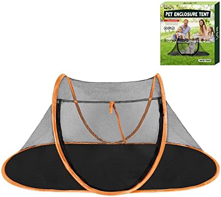 Cat Tent Outdoor, Pet Enclosure Tent Suitable for Cats and Small Animals, Indoor Playpen Portable Exercise Tent with Carry Bag(Orange)