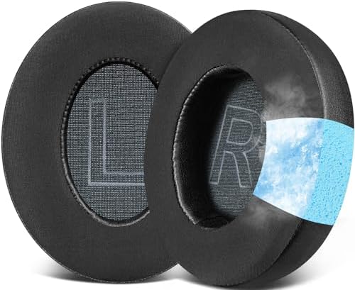 SOULWIT Cooling Gel Ear Pads Cushions Replacement for Anker Soundcore Life 2 (Not fit Life 2 Neo)/Q20/Q20+/Q20I/Q20BT Headphones, Ear Pads with High-Density Noise Isolation Foam - Black