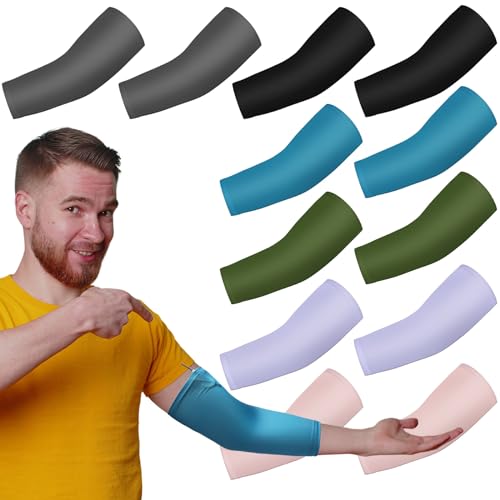Cuffbow 12 Pcs PICC Line Reusable Sleeve Cover for Adults Upper Arm Breathable Cover Nursing Sleeve Protector Supplies(Solid Style)