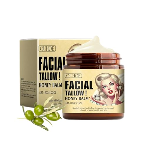 Whipped Beef Tallow and Honey Balm,Beef Tallow Moisturizer,Tallow and Honey Balm for Face,All-Natural Moisturizer Hydrates and Nourishes the Skin