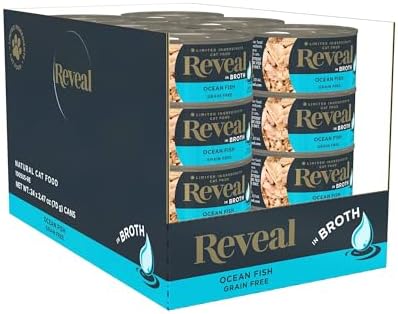 Reveal Natural Wet Cat Food, 24 Count, Grain Free, Limited Ingredient Canned Food for Cats, Ocean Fish in Broth, 2.47 oz Cans