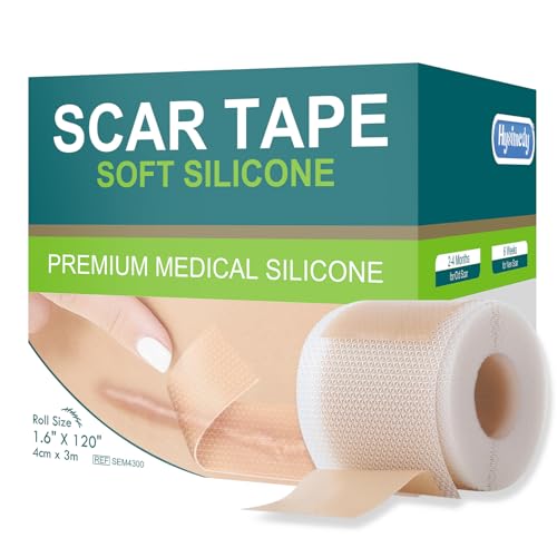 Medical Grade Silicone Scar Tape for Surgical Scars (1.6" x 120" - 3M) Professional Silicone Scar Sheets Scar Treatment for Face Wrinkles, C Section Recovery, Keloid Bump Removal Silicone Scar Patches