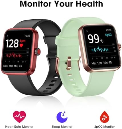 Smart Watch, Fitness Tracker with Heart Rate Monitor, Blood Oxygen, Sleep Watch, 41mm Touchscreen Smartwatch for Android iOS Swimming Waterproof Pedometer Step Calories Tracker for Women Men