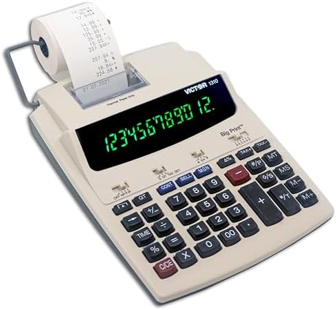 Victor 1310 Big Print Printing Calculator, 12-Digit LED Display, Fast Ink-Free Printing (8.0 LPS), Cost/Sell/Margin Keys, Advanced Business Functions, 2-1/4" Thermal Paper