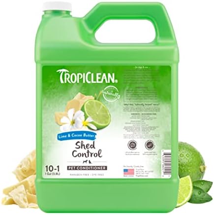 TropiClean Deshedding Dog Conditioner, Cat, Puppy & Kitten Safe, Reduces & Softens Coat, Lime & Coconut Scent, Made in the USA, 1 gallon
