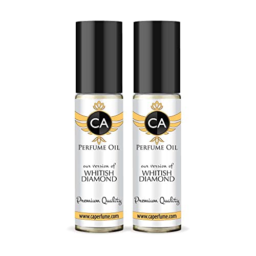 CA Perfume Impression of Elizabeth T. Whitish Diamond For Women Replica Fragrance Body Oil Dupes Alcohol-Free Essential Aromatherapy Sample Travel Size Concentrated Long Lasting Roll-On 0.3 Fl Oz-X2