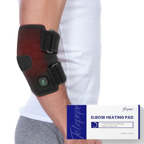 Elbow Heating Pad for Tendonitis, Cordless Heated Elbow Brace, Arm Heating Pad with 3 Temperature Modes 3000mAh, Gifts for Men Women(Black)