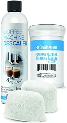 CleanEspresso - Breville Cleaning Kit - 40 Breville Compatible Cleaning Tablets + 2 Espresso Machine Water Filters + 2-Use Descaler - Espresso Machine Accessories